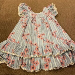 Ele Story Girls Blue Floral Lined Dress